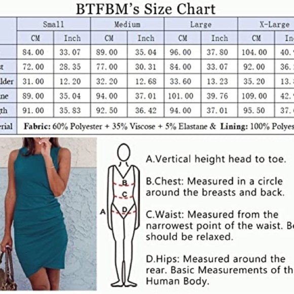 Btfbm Women Casual Dress Crew Neck Ruched Summer Sleeveless Tank Bodycon Size XL - Picture 3 of 8